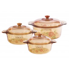 Visions 6 pcs Decorated Covered Versa Pot Set Country Rose